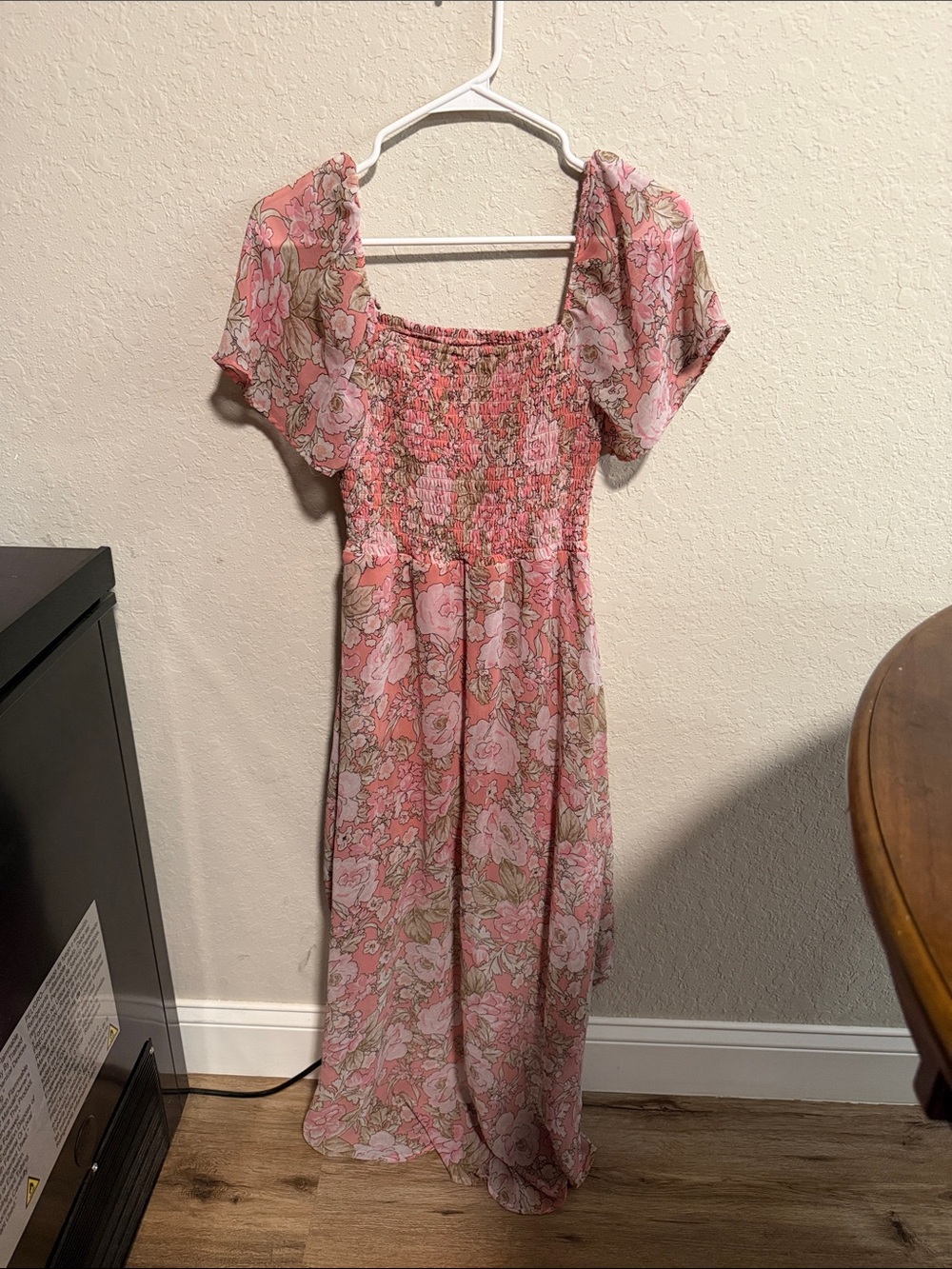 As U Wish Pink Floral Square-Neck Maxi Dress
